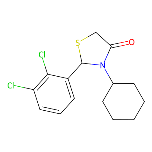 3-Cyclohexyl-2-(2,3-dichlorophenyl)-1,3-thiazolidin-4-one structure