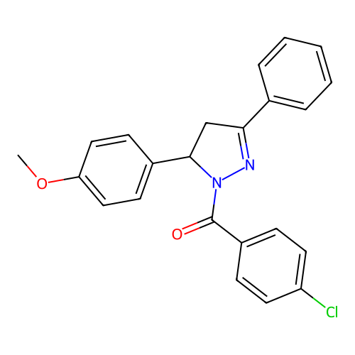 (4-chlorophenyl)[5-(4-methoxyphenyl)-3-phenyl-4,5-dihydro-1H-pyrazol-1-yl]methanone structure