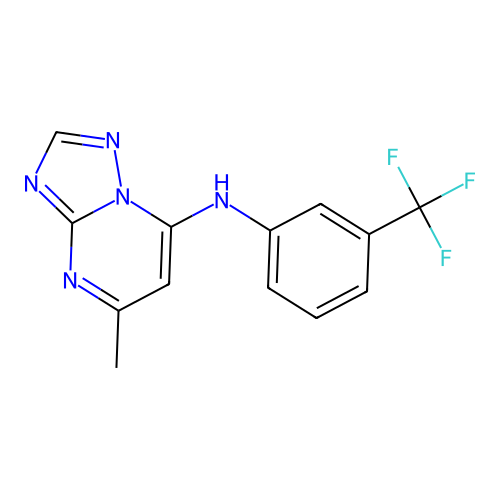 5-methyl-N-[3-(trifluoromethyl)phenyl]-[1,2,4]triazolo[1,5-a]pyrimidin-7-amine structure