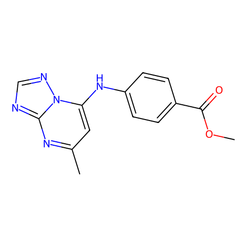 Methyl 4-((5-methyl-[1,2,4]triazolo[1,5-a]pyrimidin-7-yl)amino)benzoate structure