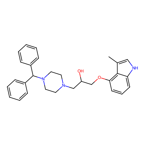 1-[4-(diphenylmethyl)piperazin-1-yl]-3-[(3-methyl-1H-indol-4-yl)oxy]propan-2-ol structure