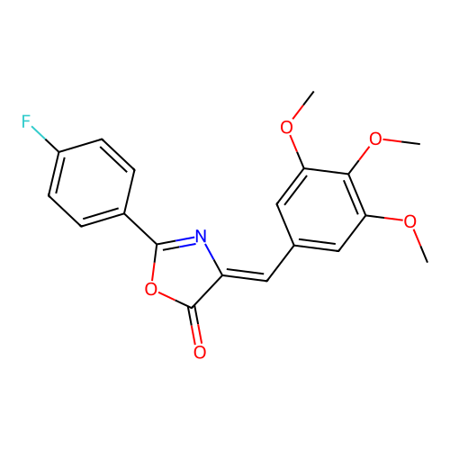 (Z)-2-(4-fluorophenyl)-4-(3,4,5-trimethoxybenzylidene)oxazol-5(4H)-one structure