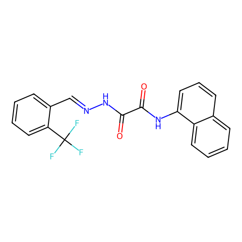 N-(1-Naphthyl)-2-oxo-2-(2-(2-(trifluoromethyl)benzylidene)hydrazino)acetamide structure
