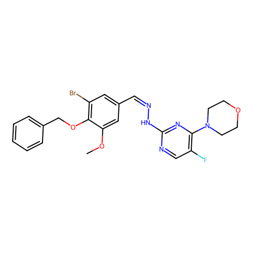 (Z)-4-(2-(2-(4-(benzyloxy)-3-bromo-5-methoxybenzylidene)hydrazinyl)-5-fluoropyrimidin-4-yl)morpholine structure