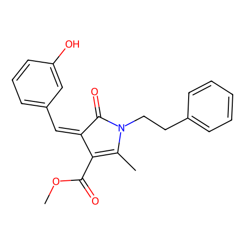(Z)-methyl 4-(3-hydroxybenzylidene)-2-methyl-5-oxo-1-phenethyl-4,5-dihydro-1H-pyrrole-3-carboxylate structure