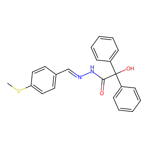 2-hydroxy-N'-{(E)-[4-(methylsulfanyl)phenyl]methylidene}-2,2-diphenylacetohydrazide structure