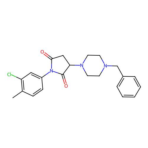 3-(4-Benzylpiperazin-1-yl)-1-(3-chloro-4-methylphenyl)pyrrolidine-2,5-dione structure