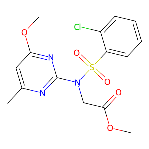 methyl 2-(2-chloro-N-(4-methoxy-6-methylpyrimidin-2-yl)phenylsulfonamido)acetate structure