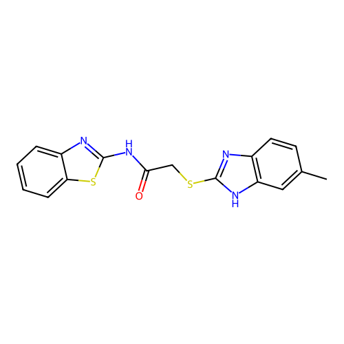N-(1,3-benzothiazol-2-yl)-2-[(5-methyl-1H-benzimidazol-2-yl)sulfanyl]acetamide structure
