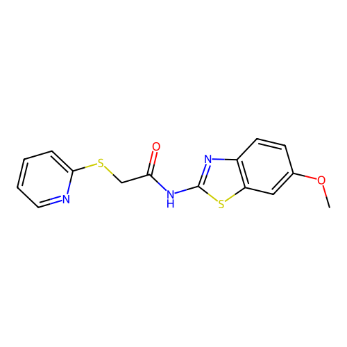 N-(6-methoxy-1,3-benzothiazol-2-yl)-2-(pyridin-2-ylsulfanyl)acetamide structure