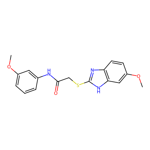 2-[(5-methoxy-1H-benzimidazol-2-yl)sulfanyl]-N-(3-methoxyphenyl)acetamide structure
