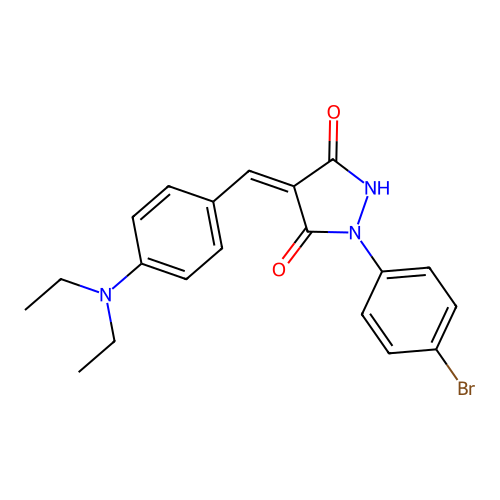 (Z)-1-(4-bromophenyl)-4-(4-(diethylamino)benzylidene)pyrazolidine-3,5-dione structure