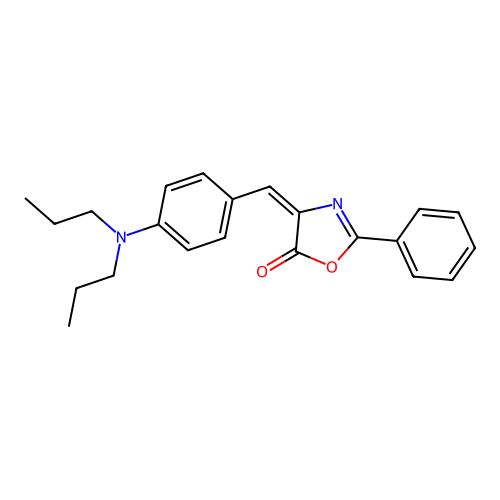 (4E)-4-[4-(dipropylamino)benzylidene]-2-phenyl-1,3-oxazol-5(4H)-one structure