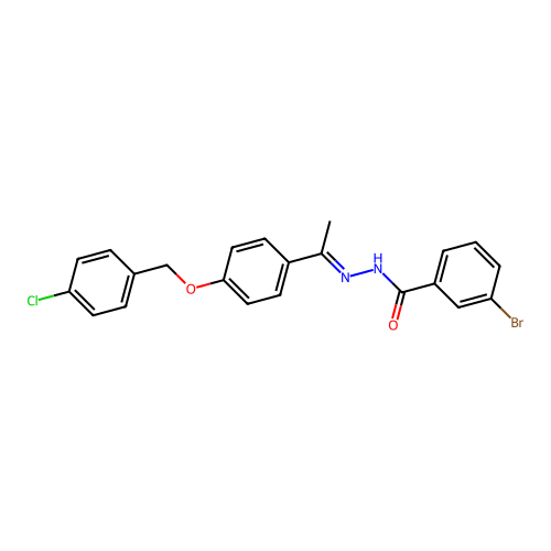 3-bromo-N'-(1-{4-[(4-chlorobenzyl)oxy]phenyl}ethylidene)benzohydrazide structure