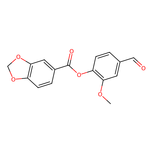 4-Formyl-2-methoxyphenyl 1,3-benzodioxole-5-carboxylate structure