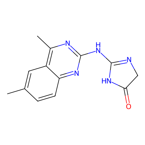 2-((4,6-dimethylquinazolin-2-yl)amino)-1H-imidazol-5(4H)-one structure