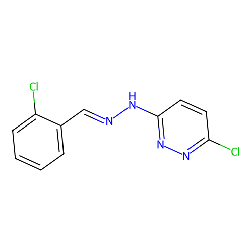 6-chloro-N-[(2-chlorophenyl)methylideneamino]pyridazin-3-amine structure