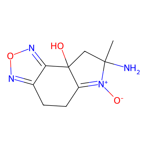7-amino-7-methyl-4,5,7,8-tetrahydro-8aH-[1,2,5]oxadiazolo[3,4-e]indol-8a-ol 6-oxide structure
