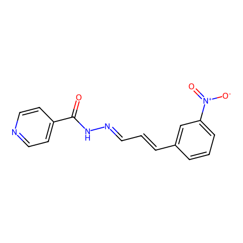 N-[(E)-[(E)-3-(3-nitrophenyl)prop-2-enylidene]amino]pyridine-4-carboxamide structure