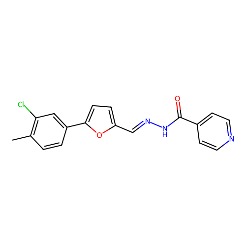 N'-{(E)-[5-(3-chloro-4-methylphenyl)furan-2-yl]methylidene}pyridine-4-carbohydrazide structure