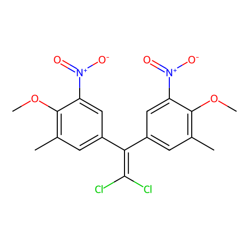 1,1'-(2,2-Dichloro-1,1-ethenediyl)bis(4-methoxy-3-methyl-5-nitrobenzene) structure