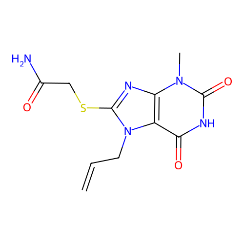 2-(3-Methyl-2,6-dioxo-7-prop-2-enyl-1,3,7-trihydropurin-8-ylthio)acetamide structure