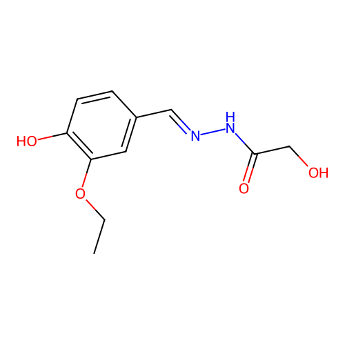 N-[(3-ethoxy-4-hydroxyphenyl)methylideneamino]-2-hydroxyacetamide structure