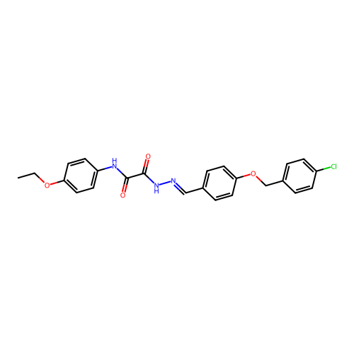 2-(2-(4-((4-CL-Benzyl)oxy)benzylidene)hydrazino)-N-(4-ethoxy-PH)-2-oxoacetamide structure