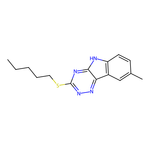 8-methyl-3-pentylsulfanyl-5H-[1,2,4]triazino[5,6-b]indole structure