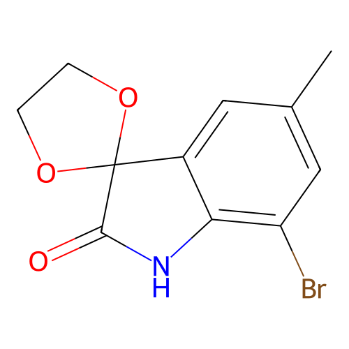7'-bromo-5'-methylspiro[1,3-dioxolane-2,3'-indol]-2'(1'H)-one structure