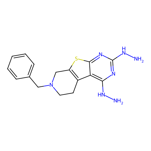 7-benzyl-2,4-dihydrazinyl-5,6,7,8-tetrahydropyrido[4',3':4,5]thieno[2,3-d]pyrimidine structure