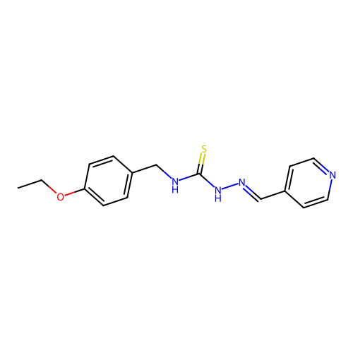 (2E)-N-(4-ethoxybenzyl)-2-(pyridin-4-ylmethylidene)hydrazinecarbothioamide structure