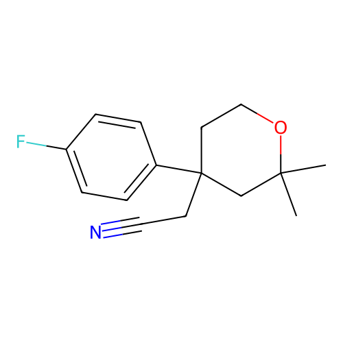 [4-(4-fluorophenyl)-2,2-dimethyltetrahydro-2H-pyran-4-yl]acetonitrile structure