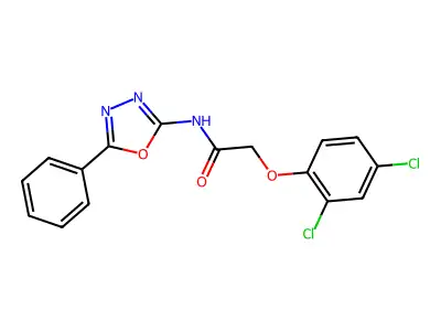2-(2,4-dichlorophenoxy)-N-(5-phenyl-1,3,4-oxadiazol-2-yl)acetamide structure