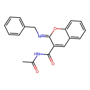 N-acetyl-2-benzyliminochromene-3-carboxamide structure