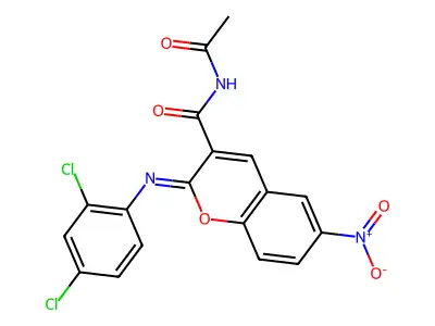 (2Z)-N-acetyl-2-[(2,4-dichlorophenyl)imino]-6-nitro-2H-chromene-3-carboxamide structure