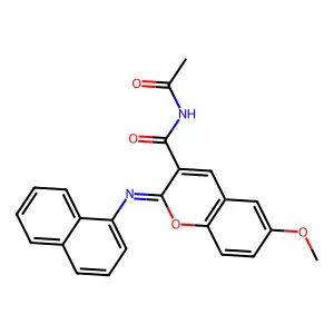 N-acetyl-6-methoxy-2-naphthalen-1-yliminochromene-3-carboxamide structure