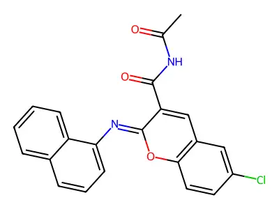 (Z)-N-acetyl-6-chloro-2-(naphthalen-1-ylimino)-2H-chromene-3-carboxamide structure