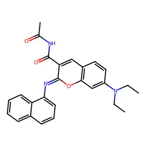 N-acetyl-7-(diethylamino)-2-naphthalen-1-yliminochromene-3-carboxamide structure