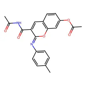 (2Z)-3-(acetylcarbamoyl)-2-[(4-methylphenyl)imino]-2H-chromen-7-yl acetate structure