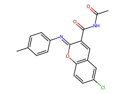 (2Z)-N-acetyl-6-chloro-2-[(4-methylphenyl)imino]-2H-chromene-3-carboxamide structure