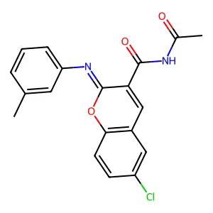 (2Z)-N-acetyl-6-chloro-2-[(3-methylphenyl)imino]-2H-chromene-3-carboxamide structure