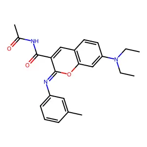(2Z)-N-acetyl-7-(diethylamino)-2-[(3-methylphenyl)imino]-2H-chromene-3-carboxamide structure