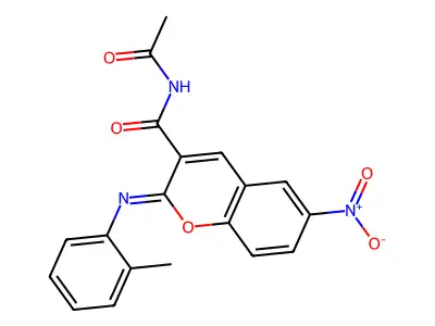 (2Z)-N-acetyl-2-[(2-methylphenyl)imino]-6-nitro-2H-chromene-3-carboxamide structure