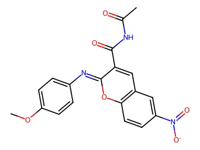 (2Z)-N-acetyl-2-[(4-methoxyphenyl)imino]-6-nitro-2H-chromene-3-carboxamide structure