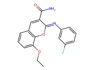 (2Z)-8-ethoxy-2-[(3-fluorophenyl)imino]-2H-chromene-3-carboxamide structure