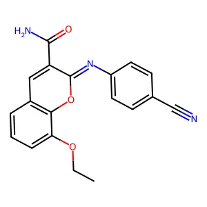 (2Z)-2-[(4-cyanophenyl)imino]-8-ethoxy-2H-chromene-3-carboxamide structure