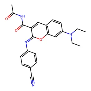 (2Z)-N-acetyl-2-[(4-cyanophenyl)imino]-7-(diethylamino)-2H-chromene-3-carboxamide structure