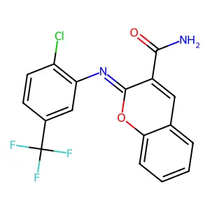 (2Z)-2-{[2-chloro-5-(trifluoromethyl)phenyl]imino}-2H-chromene-3-carboxamide structure