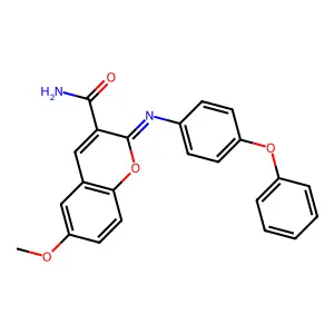 6-Methoxy-2-(4-phenoxyphenyl)iminochromene-3-carboxamide structure